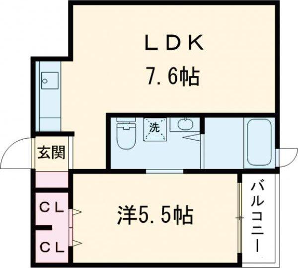 リーベ上東雲(1LDK/2階)の間取り写真