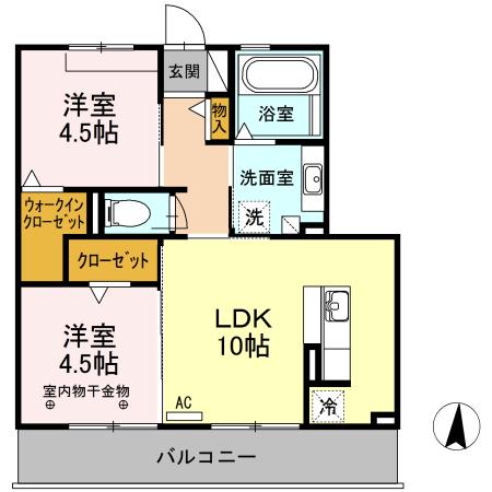 リヴェール(2LDK/3階)の間取り写真