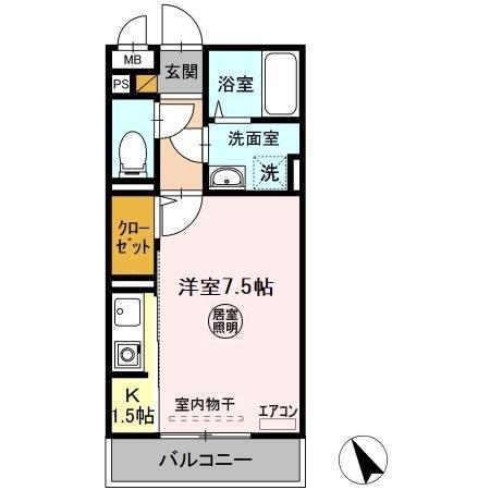 グレースライフ泉ヶ森(1K/2階)の間取り写真