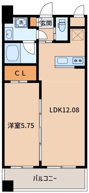プレジオ東三国(1LDK/4階)の間取り写真
