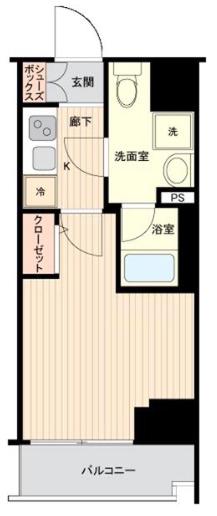 PREMIUM CUBE 品川戸越MO(1K/6階)の間取り写真