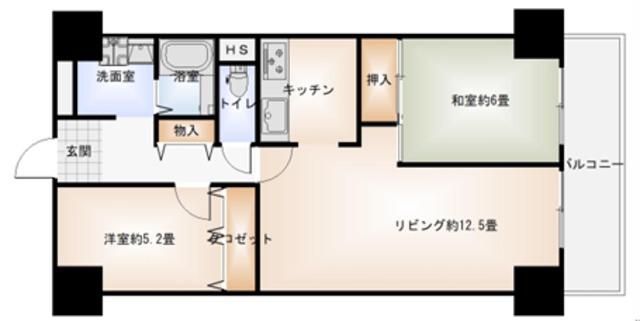 シャルム堺(2LDK/3階)の間取り写真