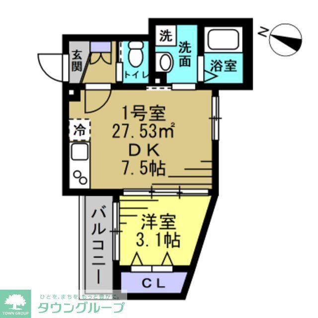 ラ・ルポI(1DK/3階)の間取り写真