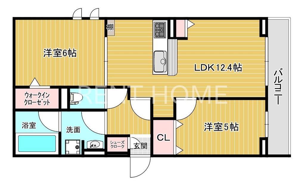 クラシスト深江北(2LDK/1階)の間取り写真