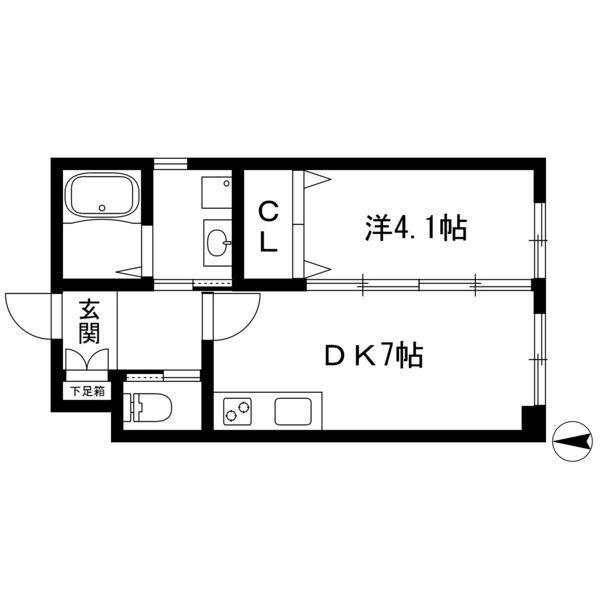 シティライツ新瑞橋(1DK/4階)の間取り写真