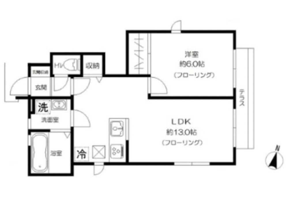 エルマーナ雑司が谷(1LDK/1階)の間取り写真