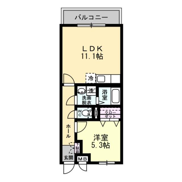 エクシア南春日(1LDK/1階)の間取り写真