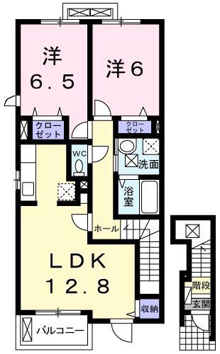 ネオ ハウス ファイン(2LDK/2階)の間取り写真