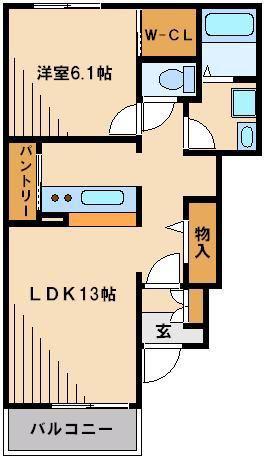 コンフォーティアA(1LDK/1階)の間取り写真