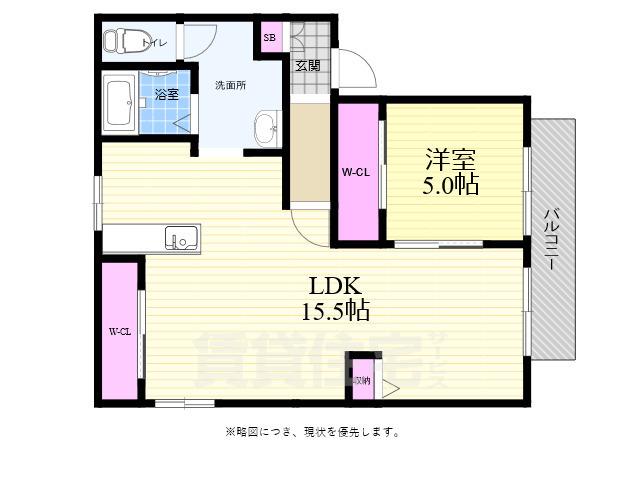 フレグランス舟入南(1LDK/2階)の間取り写真