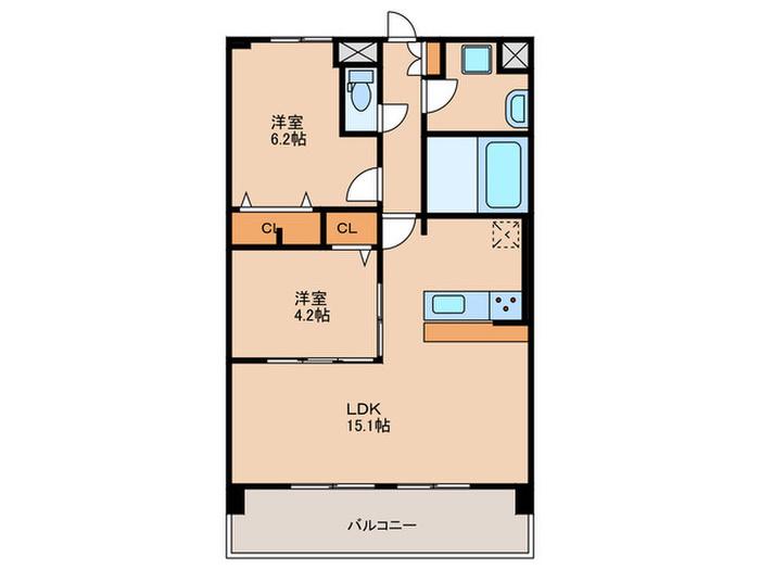 ALUNA箱崎(2LDK/10階)の間取り写真