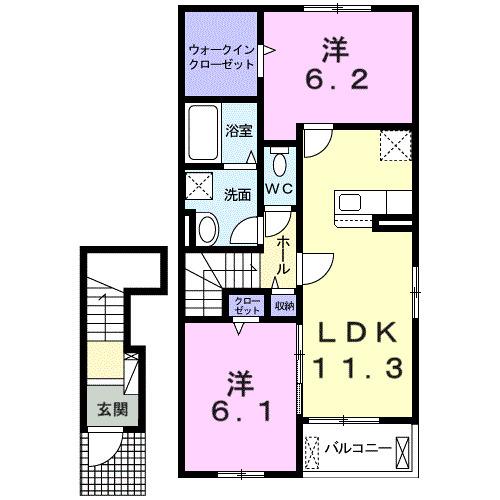 エテルノ(2LDK/2階)の間取り写真
