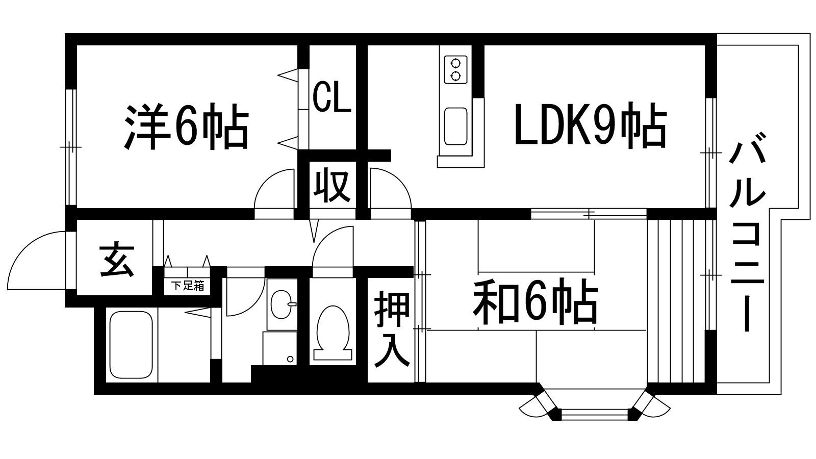 ヴァンベール東(2LDK/2階)の間取り写真