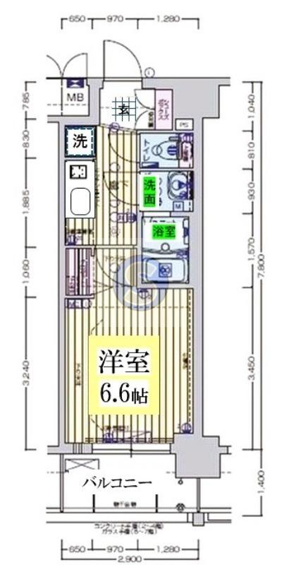 プレサンス THE KYOTO 澄華(1K/2階)の間取り写真