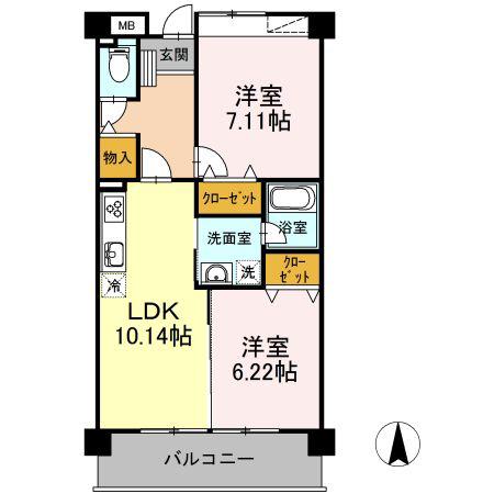 カンタベリーコート(2LDK/1階)の間取り写真
