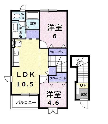 ルーナ I(2LDK/2階)の間取り写真