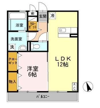 K・FINES A棟(1LDK/3階)の間取り写真