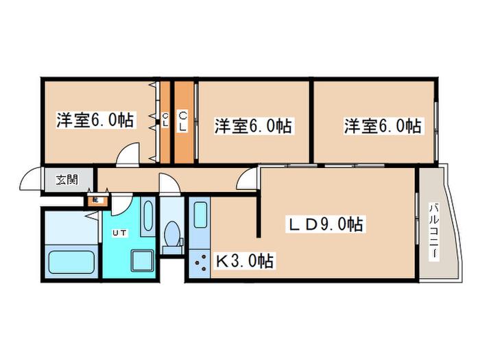 クリオ旭ヶ丘壱番館(3LDK/2階)の間取り写真