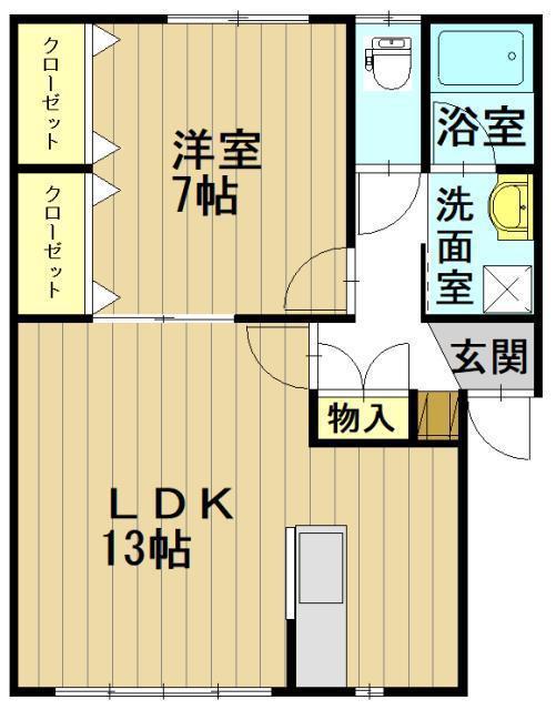 JR奥羽本線 弘前駅 徒歩16分 2階建 築27年(1LDK/2階)の間取り写真