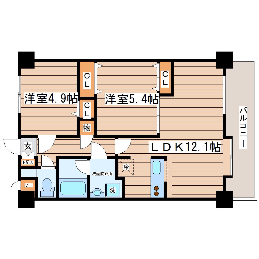 カルトセゾン鶴ヶ谷東(2LDK/6階)の間取り写真