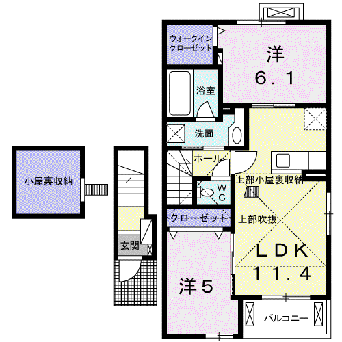 スパシ一バ A(2LDK/2階)の間取り写真