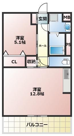 ラ・フレーズ(1LDK/2階)の間取り写真