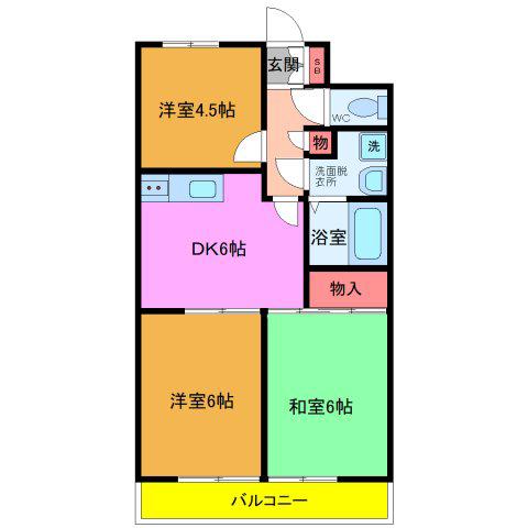 SUNHILLSII(1LDK/3階)の間取り写真