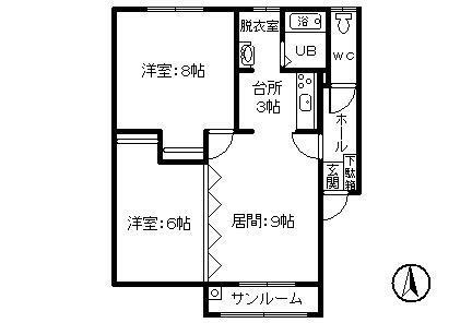 リッチハウスA(2LDK/2階)の間取り写真