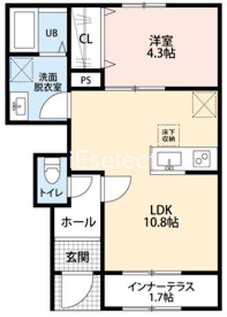 リーブルファイン八千代勝田台II(1LDK/1階)の間取り写真