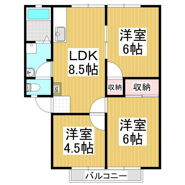 西村アーバンE(3LDK/1階)の間取り写真