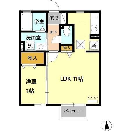 グランモア中野(1LDK/1階)の間取り写真