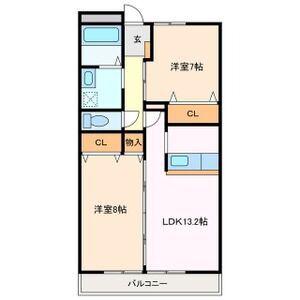 LANDMARK玉垣(2LDK/3階)の間取り写真