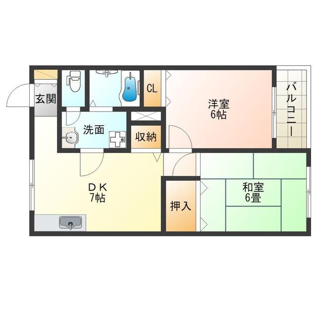 ハイツ明光(2DK/2階)の間取り写真