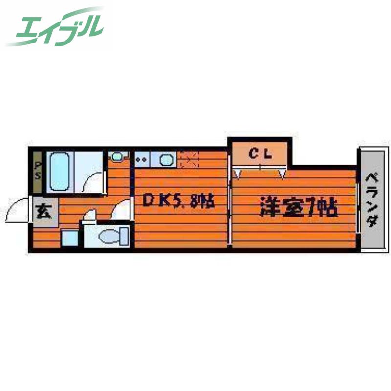 ESPACE東古松(1DK/4階)の間取り写真