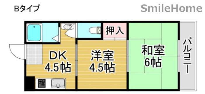リアライズ北加賀屋(2DK/6階)の間取り写真