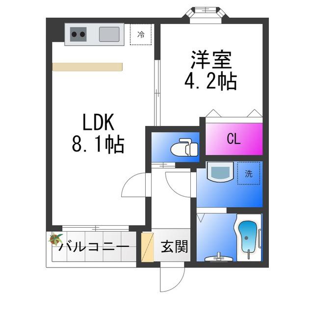 ALEGRIA喜連東(1LDK/2階)の間取り写真
