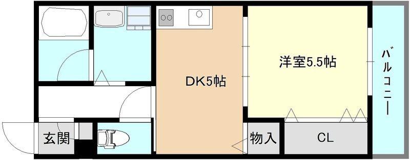 エルサ住之江(1DK/1階)の間取り写真