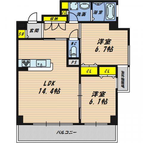 ディヴェールメゾン(2LDK/5階)の間取り写真