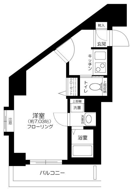 シンシア品川戸越(1K/6階)の間取り写真