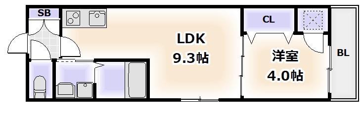 F MIRAI BAUM(1LDK/1階)の間取り写真