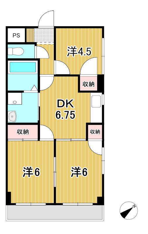 TAGAコーポラス(3DK/4階)の間取り写真