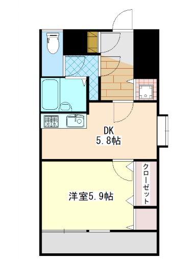 ライオンズマンション西千石(1DK/7階)の間取り写真