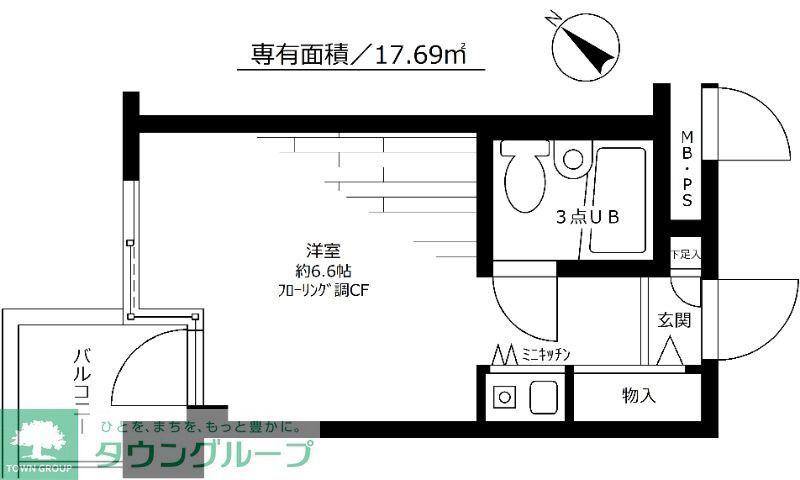 アルベルゴ武蔵野(ワンルーム/4階)の間取り写真