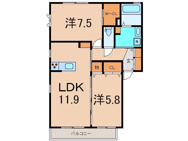 ビバ グレース(2LDK/1階)の間取り写真