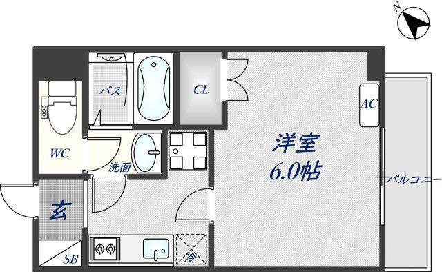 CHANCE八尾本町(1K/6階)の間取り写真