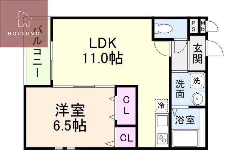 メゾン サンテヴェルデ(1LDK/2階)の間取り写真