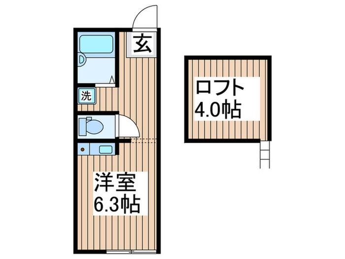 アルシオーネ東林間(ワンルーム/2階)の間取り写真