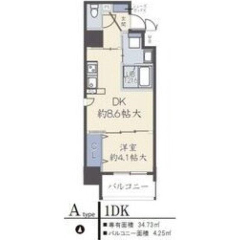 アザレア梅田(1DK/3階)の間取り写真