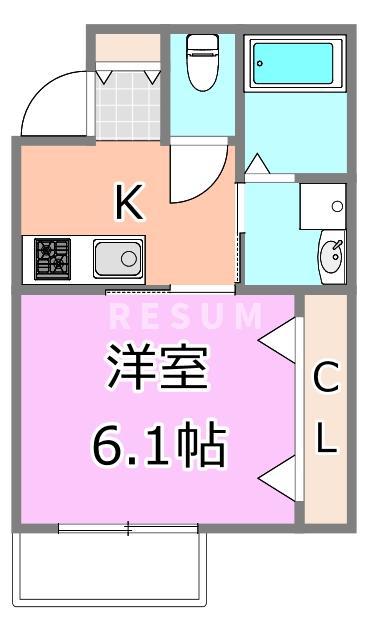 ラ・ターナ本千葉(1K/2階)の間取り写真