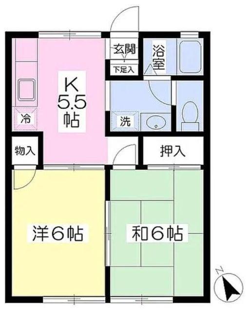 パレーシャルアスカ(2DK/1階)の間取り写真